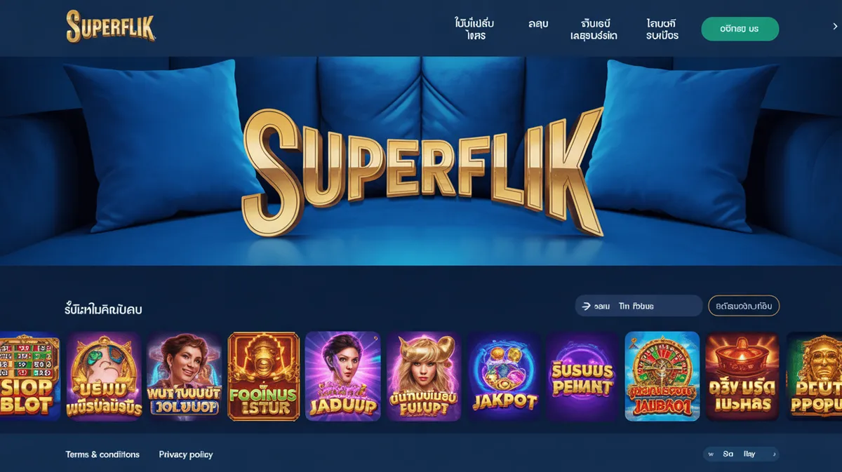 เว็บไซต์ Superflik หน้าแรกแสดงเกมส์สล็อตและโปรโมชั่นต่างๆ